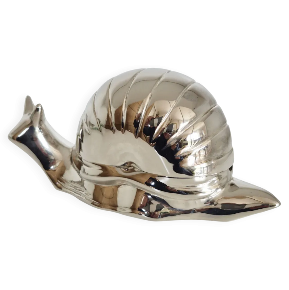 Beurrier ancien Escargot en métal argenté , salière, années 50