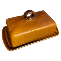 Beurrier Ancien ST CLEMENT Céramique Marron Made In France Vintage #D8