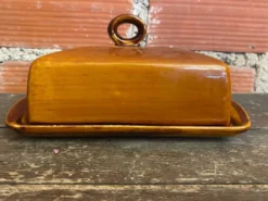 Beurrier Ancien ST CLEMENT Céramique Marron Made In France Vintage #D8