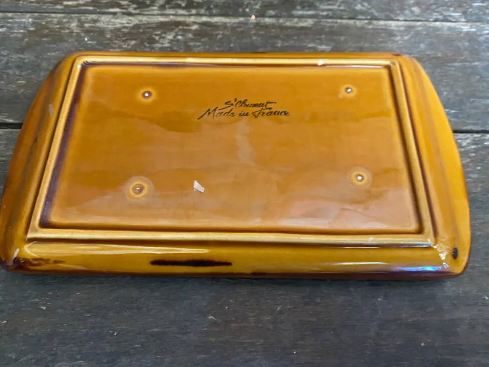 Beurrier Ancien ST CLEMENT Céramique Marron Made In France Vintage #D8