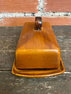Beurrier Ancien ST CLEMENT Céramique Marron Made In France Vintage #D8
