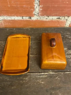 Beurrier Ancien ST CLEMENT Céramique Marron Made In France Vintage #D8