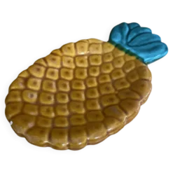 Beurrier ancien vallauris forme ananas céramique polychrome vintage #e
