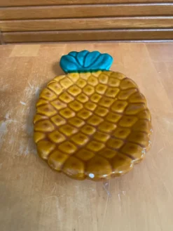 Beurrier ancien vallauris forme ananas céramique polychrome vintage #e