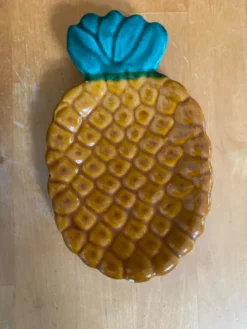 Beurrier ancien vallauris forme ananas céramique polychrome vintage #e