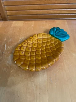 Beurrier ancien vallauris forme ananas céramique polychrome vintage #e