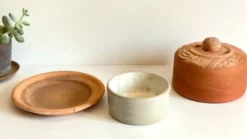 Beurrier Art Nouveau en terre cuite