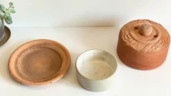Beurrier Art Nouveau en terre cuite