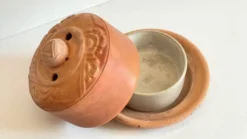 Beurrier Art Nouveau en terre cuite