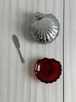 Beurrier coquillage en métal argenté
