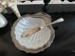 Beurrier coquillage et son couteau en métal argenté
