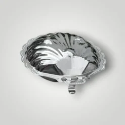 Beurrier coquillage vintage en inox et verre bleu cobalt