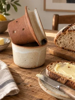 Beurrier à eau en grès artisanal