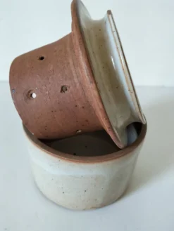 Beurrier à eau en grès artisanal