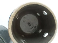 Beurrier à eau en grès artisanal émaillé gris-bleu