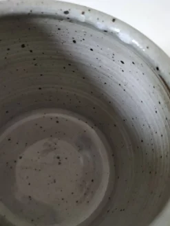 Beurrier à eau en grès artisanal bleu-gris moucheté