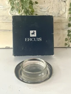 Beurrier en argent massif avec insert en cristal par Ercuis, boîte d'origine