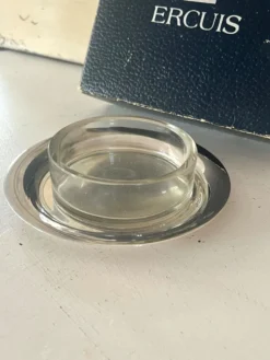 Beurrier en argent massif avec insert en cristal par Ercuis, boîte d'origine