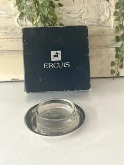 Beurrier en argent massif avec insert en cristal par Ercuis, boîte d'origine