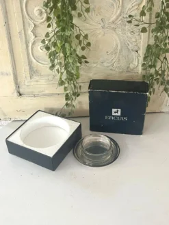 Beurrier en argent massif avec insert en cristal par Ercuis, boîte d'origine