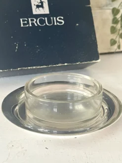 Beurrier en argent massif avec insert en cristal par Ercuis, boîte d'origine