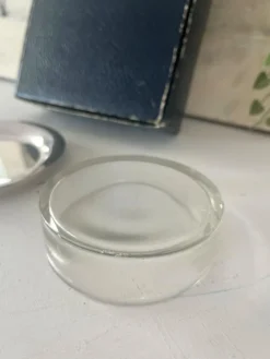 Beurrier en argent massif avec insert en cristal par Ercuis, boîte d'origine