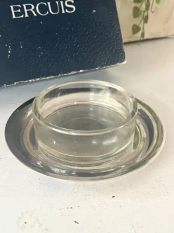 Beurrier en argent massif avec insert en cristal par Ercuis, boîte d'origine