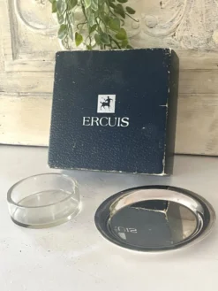 Beurrier en argent massif avec insert en cristal par Ercuis, boîte d'origine