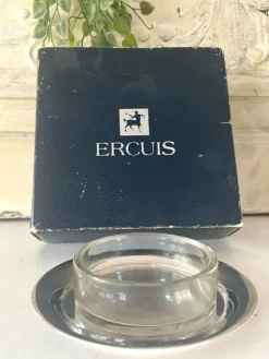 Beurrier en argent massif avec insert en cristal par Ercuis, boîte d'origine