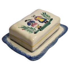 Beurrier en Faïence de Quimper, motif traditionnel, 19 cm
