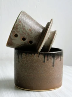 Beurrier en grès artisanal