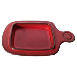 beurrier en grès émaillé rouge