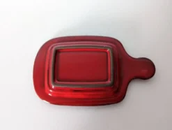 beurrier en grès émaillé rouge