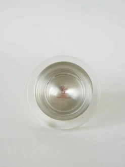 Beurrier en métal argenté et verre, St Hilaire, 1950