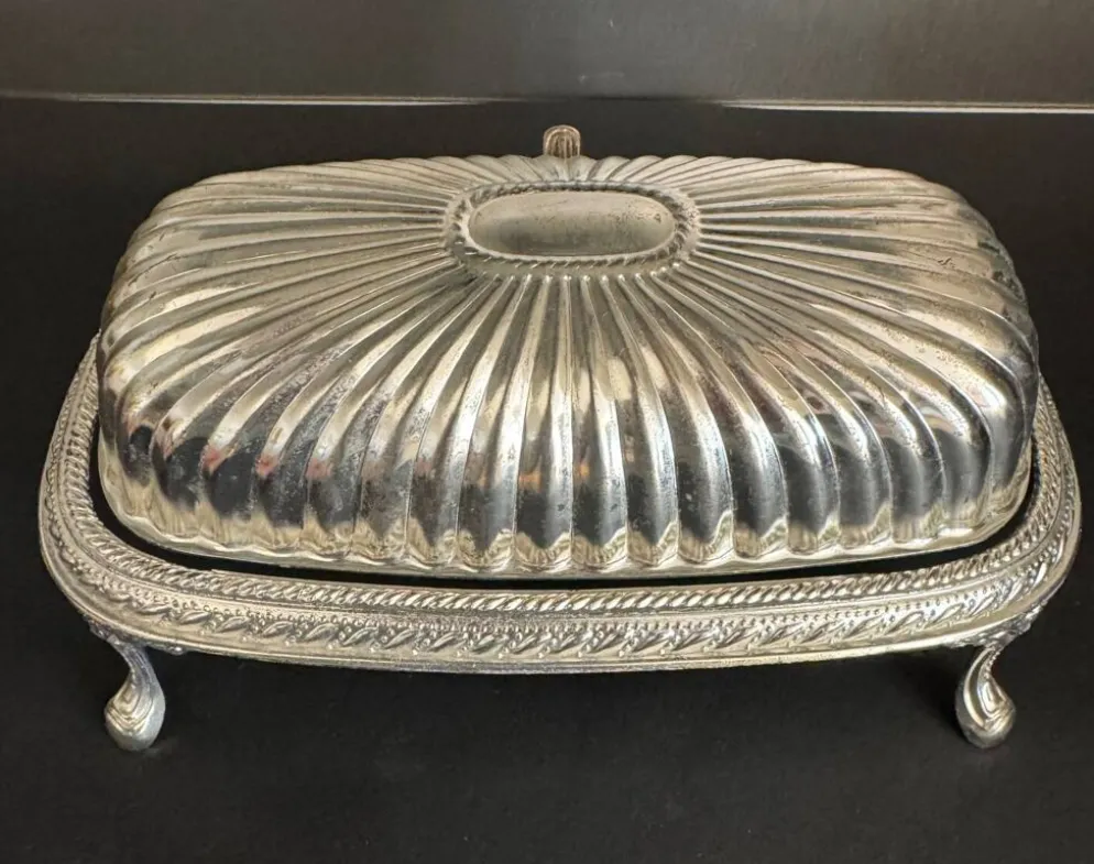 Beurrier en métal argenté XX siècle