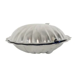 Beurrier en verre bleu vintage en forme de coquille Saint-Jacques de la reine Anne