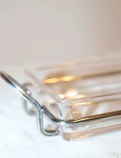 Beurrier en verre et métal argenté