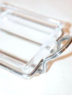 Beurrier en verre et métal argenté
