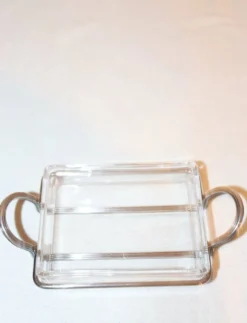 Beurrier en verre et métal argenté