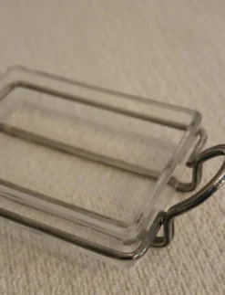 Beurrier en verre et métal argenté