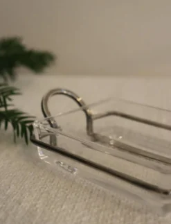 Beurrier en verre et métal argenté