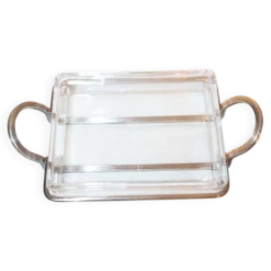 Beurrier en verre et métal argenté