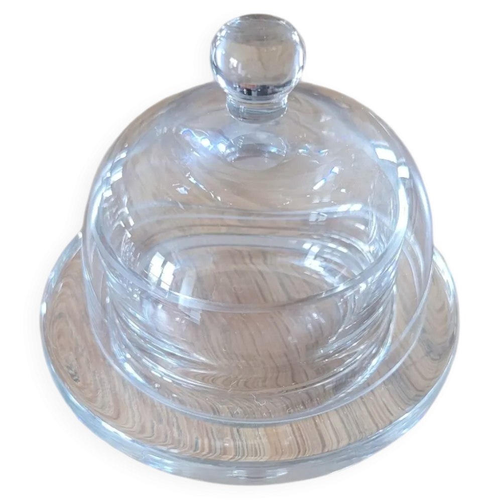 Beurrier en verre transparent, avec cloche