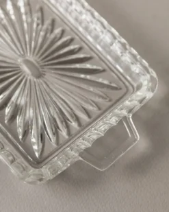 Beurrier en verre transparent, vintage Art Déco, années 1940 Italie - vaisselle intemporelle