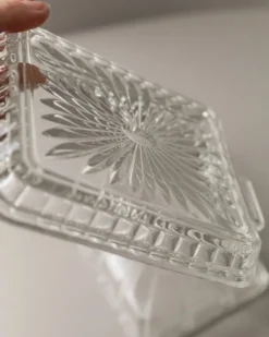 Beurrier en verre transparent, vintage Art Déco, années 1940 Italie - vaisselle intemporelle