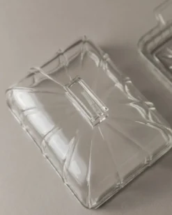 Beurrier en verre transparent, vintage Art Déco, années 1940 Italie - vaisselle intemporelle
