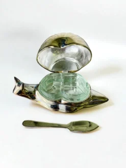 Beurrier à escargots vintage italien, plaqué argent, années 1970