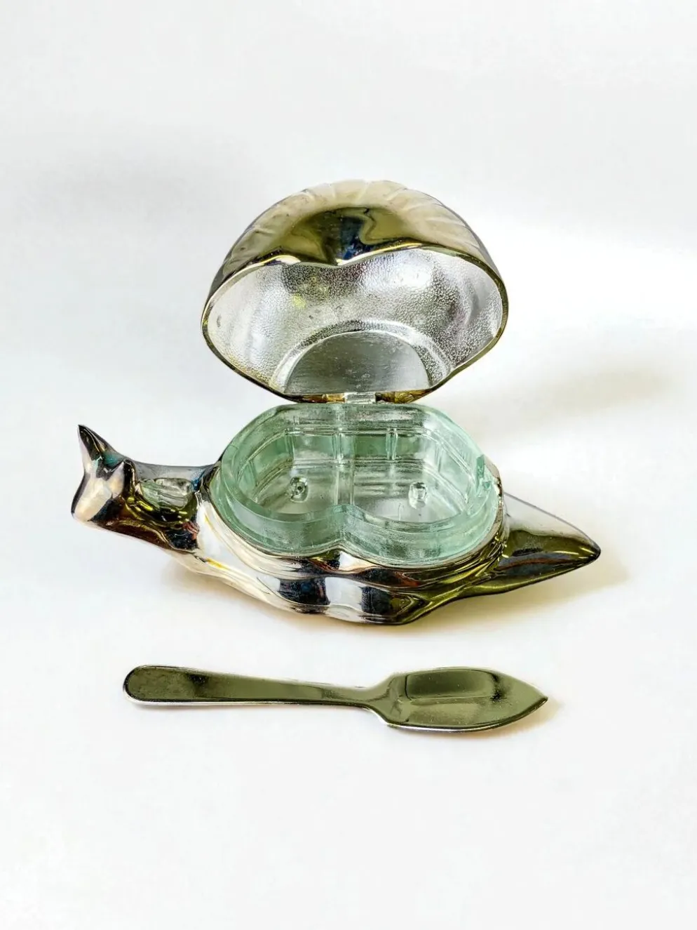 Beurrier à escargots vintage italien, plaqué argent, années 1970