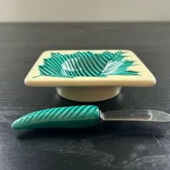 Beurrier et couteau décor feuille