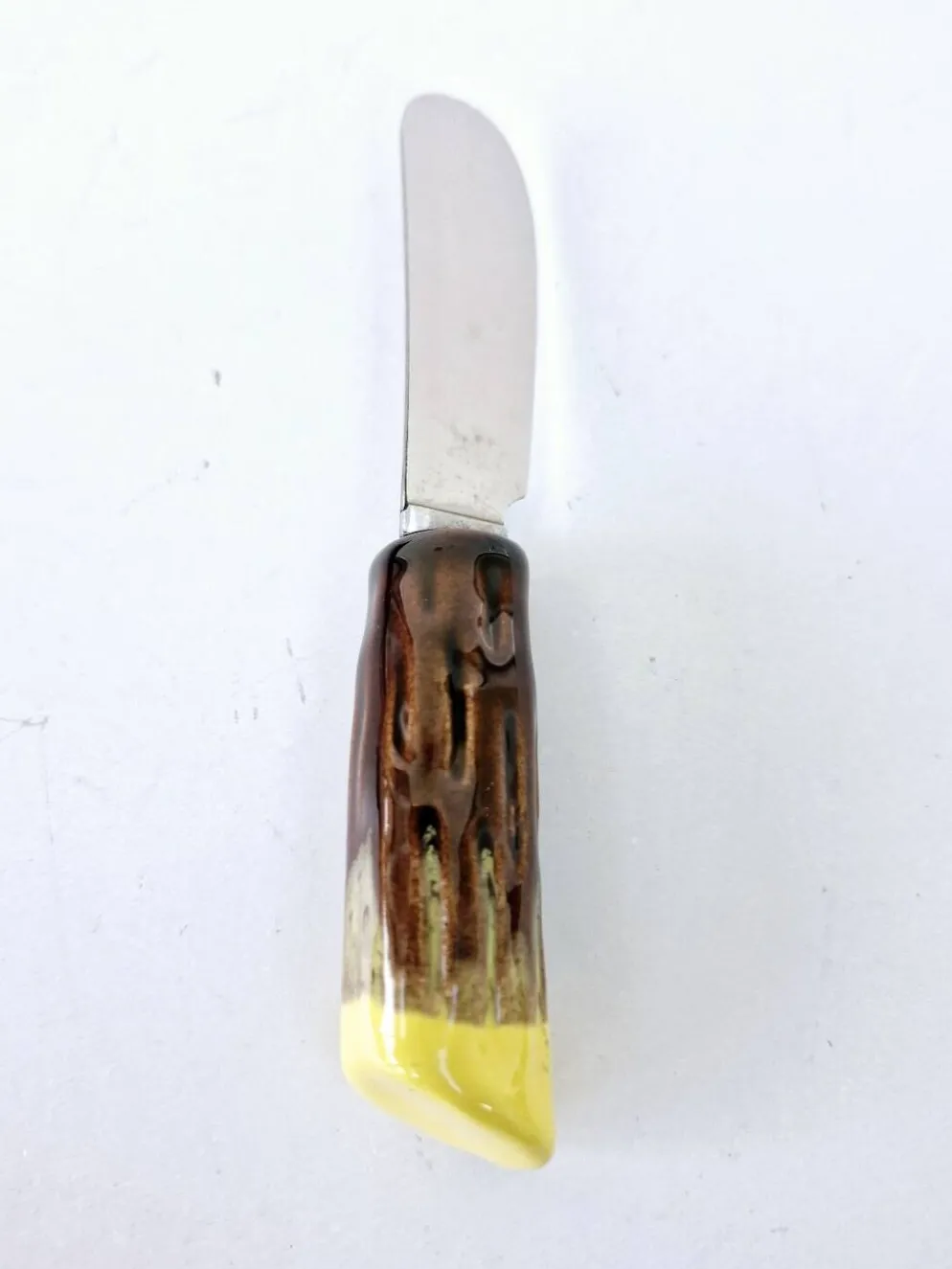 Beurrier et son couteau vintage céramique dlg vallauris forme feuille